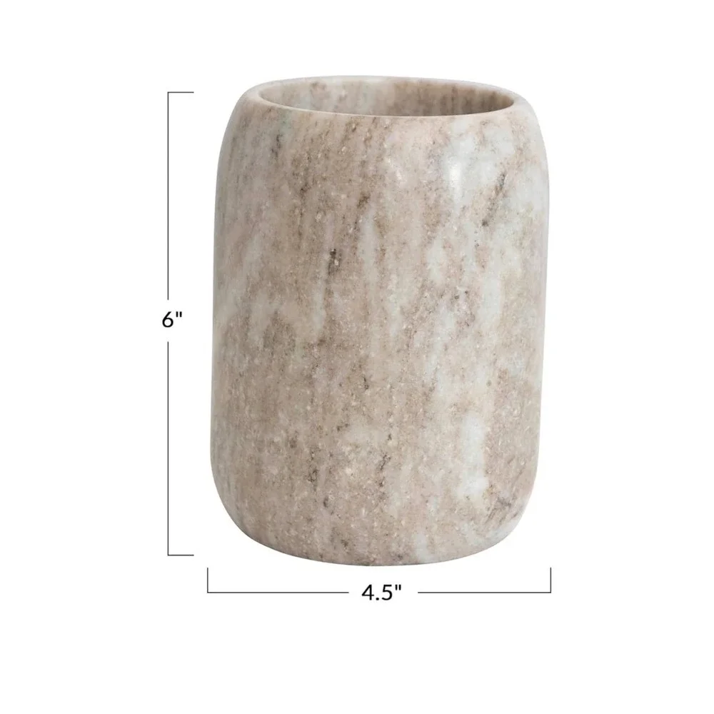 Buff‎ Marble Bottle Holder Wine Chiller Kitchen Utensil Crock 4.5x6 Round Stone